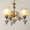 Lampadario a 3 luci in ceramica e vetro di Murano soffiato con decorazioni floreali, Italia, anni '50, Immagine 5