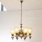 Ceramic & Blown Murano Glass 6 Light Chandelier with Floral Decoration, Italy, 1950s 3