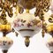 Kronleuchter aus Keramik & geblasenem Muranoglas mit 6 Leuchten und Blumendekoration, Italien, 1950er 7