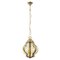 Große Laternen Lampe aus Mundgeblasenem Murano Glas mit Bernstein Streifen und Gold Rahmen 7