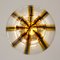 Große Laternen Lampe aus Mundgeblasenem Murano Glas mit Bernstein Streifen und Gold Rahmen 9