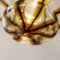 Grande Lampe Lanterne en Verre de Murano Soufflé avec Rayures Ambrées et Cadre Doré 8