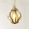 Große Laternen Lampe aus Mundgeblasenem Murano Glas mit Bernstein Streifen und Gold Rahmen 3