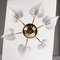 6-Light Chandelier with Murano Glass Leaves and Polished Gold Galvanic Frame by Franco Luce, Italy, 1970s 2