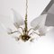 6-Light Chandelier with Murano Glass Leaves and Polished Gold Galvanic Frame by Franco Luce, Italy, 1970s 4