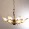 6-Light Chandelier with Murano Glass Leaves and Polished Gold Galvanic Frame by Franco Luce, Italy, 1970s 3