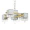 Italian 5 Light Chandelier with Glass Cubes, Chrome and Gold Geometric Structure by Gaetano Sciolari for Stilnovo, Image 1