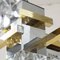 Italian 5 Light Chandelier with Glass Cubes, Chrome and Gold Geometric Structure by Gaetano Sciolari for Stilnovo, Image 9