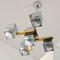 Italian 5 Light Chandelier with Glass Cubes, Chrome and Gold Geometric Structure by Gaetano Sciolari for Stilnovo 11