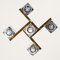 Italian 5 Light Chandelier with Glass Cubes, Chrome and Gold Geometric Structure by Gaetano Sciolari for Stilnovo, Image 6