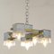 Italian 5 Light Chandelier with Glass Cubes, Chrome and Gold Geometric Structure by Gaetano Sciolari for Stilnovo 3