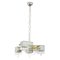 Italian 5 Light Chandelier with Glass Cubes, Chrome and Gold Geometric Structure by Gaetano Sciolari for Stilnovo, Image 4