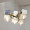 Italian 5 Light Chandelier with Glass Cubes, Chrome and Gold Geometric Structure by Gaetano Sciolari for Stilnovo 8