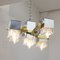 Italian 5 Light Chandelier with Glass Cubes, Chrome and Gold Geometric Structure by Gaetano Sciolari for Stilnovo, Image 8