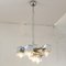 Italian 5 Light Chandelier with Glass Cubes, Chrome and Gold Geometric Structure by Gaetano Sciolari for Stilnovo 5