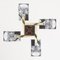 Italian 4 Light Chandelier with Glass Cubes, Chrome and Gold Geometric Structure by Gaetano Sciolari for Stilnovo 10