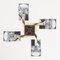 Italian 4 Light Chandelier with Glass Cubes, Chrome and Gold Geometric Structure by Gaetano Sciolari for Stilnovo, Image 10