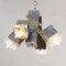 Italian 4 Light Chandelier with Glass Cubes, Chrome and Gold Geometric Structure by Gaetano Sciolari for Stilnovo, Image 2