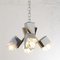 Italian 4 Light Chandelier with Glass Cubes, Chrome and Gold Geometric Structure by Gaetano Sciolari for Stilnovo, Image 6