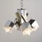 Italian 4 Light Chandelier with Glass Cubes, Chrome and Gold Geometric Structure by Gaetano Sciolari for Stilnovo, Image 3