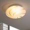 Italian Satin White Murano Glass Ceiling Light with Amber Spiral Pattern from Leucos, 1980s 4