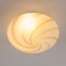 Italian Satin White Murano Glass Ceiling Light with Amber Spiral Pattern from Leucos, 1980s 3