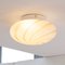 Italian Satin White Murano Glass Ceiling Light with Amber Spiral Pattern from Leucos, 1980s 2