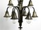 Italian Silver Plated Brass 9 Socket Chandelier, 1930s 4