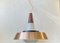 Mid-Century Pendant in Opaline Glass Teak and Copper from Voss, 1960s, Image 1