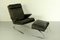 German Swing Lounge Chair with Ottoman in Leather and Steel by Reinhold Adolf for Cor, 1970s, Set of 2 3