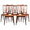 Ingrid Dining Chairs in Rosewood and Tan Leather by Niels Koefoed, Set of 5 1