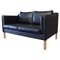 Skandinavisches Sofa aus schwarzem Leder von Borge Mogensen 1