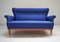 Skandinavisches Vintage Sofa mit blauem Stoffbezug von Fritz Hansen 4
