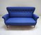 Skandinavisches Vintage Sofa mit blauem Stoffbezug von Fritz Hansen 2