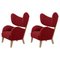 Red Natural Oak Raf Simons Vidar 3 My Own Chair Lounge Chairs from by Lassen, Set of 2 1