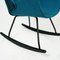 Scandinavian Black Lacquered Shell Seat Rocking Chair with Blue Fabric 7