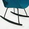 Scandinavian Black Lacquered Shell Seat Rocking Chair with Blue Fabric, Image 7