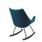 Scandinavian Black Lacquered Shell Seat Rocking Chair with Blue Fabric 8