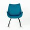 Scandinavian Black Lacquered Shell Seat Rocking Chair with Blue Fabric 2