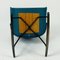 Scandinavian Black Lacquered Shell Seat Rocking Chair with Blue Fabric 11