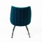 Scandinavian Black Lacquered Shell Seat Rocking Chair with Blue Fabric, Image 12
