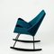 Rocking Chair Scandinave avec Siège Coquillage Laqué Noir avec Tissu Bleu 9