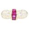 Modern Calibrated Bangle Ring in 18K Yellow Gold with Ruby and Diamonds 1