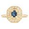 French Modern Ring in 18K Yellow Gold with Sapphire and Diamonds 1