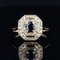 French Modern Ring in 18K Yellow Gold with Sapphire and Diamonds 3
