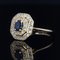 French Modern Ring in 18K Yellow Gold with Sapphire and Diamonds 6