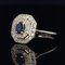 French Modern Ring in 18K Yellow Gold with Sapphire and Diamonds, Image 6
