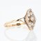 French Marquise Ring in 18K Yellow White Gold with Natural Pearl 7