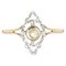 French Marquise Ring in 18K Yellow White Gold with Natural Pearl 1