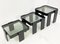 Italian Black Stacking Nesting Tables with Smoked Glass by Gianfranco Frattini 5